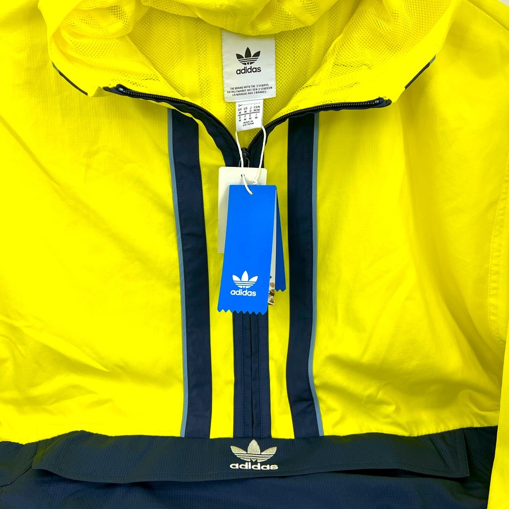 ADIDAS ORIGINAL WINDBREAKER, ANORAK HOODIE,YELLOW & BLUE,MEDIUM,100% POLYESTER - Picture 9 of 16
